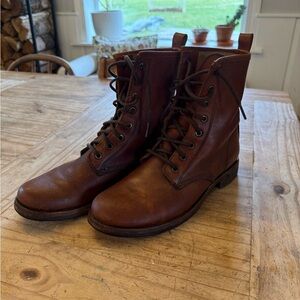 Frye Veronica Brown Leather Women's Moto Boots